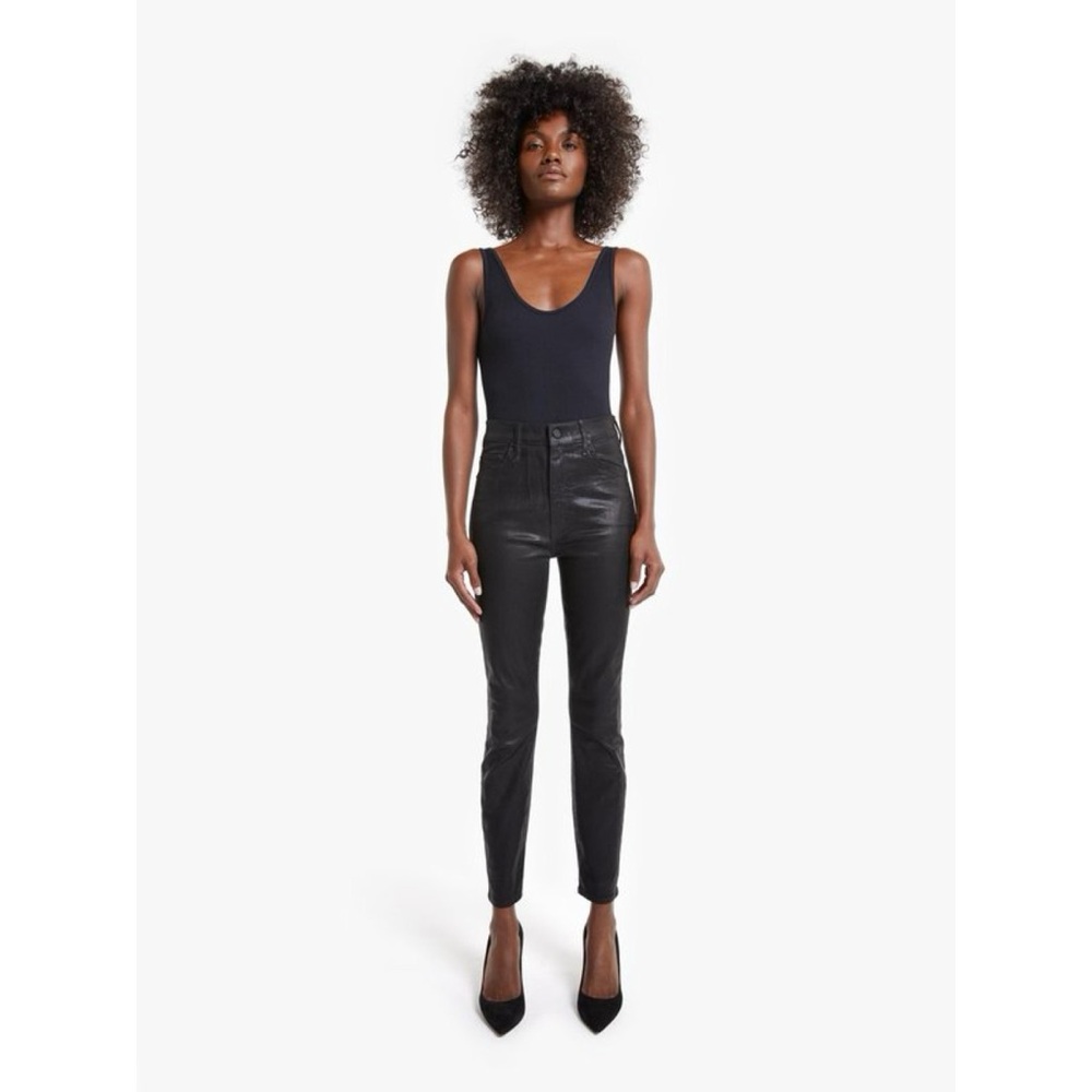 NWT MOTHER DENIM The Swooner Ankle Jeans in Wet Paint Black